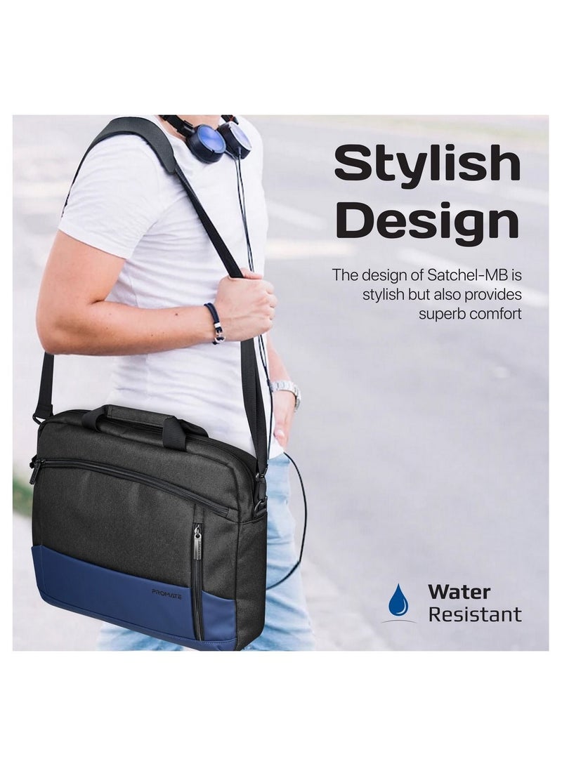 Messenger Bag, Lightweight 15.6-Inch Laptop Bag With Secure Zippers, Water-Resistance, Luggage Belt, Front Pocket And Multiple Compartments