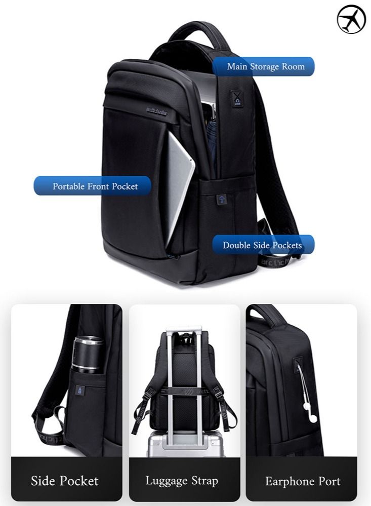 Lightweight Wear Resistant Laptop Backpack with Headphone Port for School Work