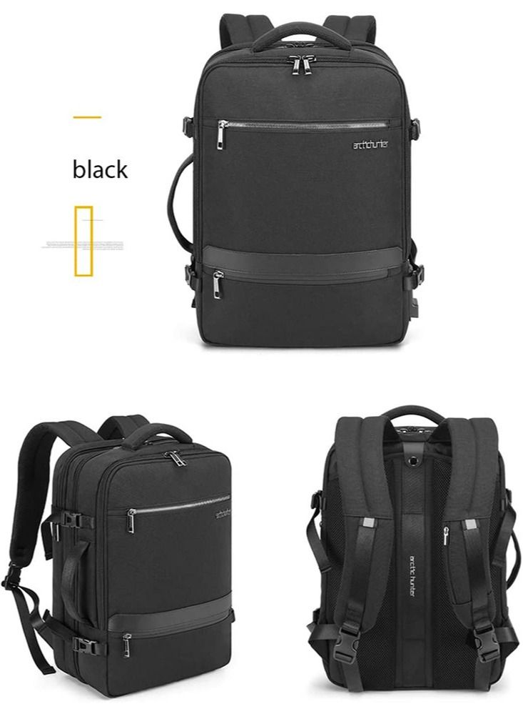 Extra Large Travel Laptop Backpack, Extensible Business Bag with USB Charging Port and Earphone Jack, Water Resistant College Backpack for Men