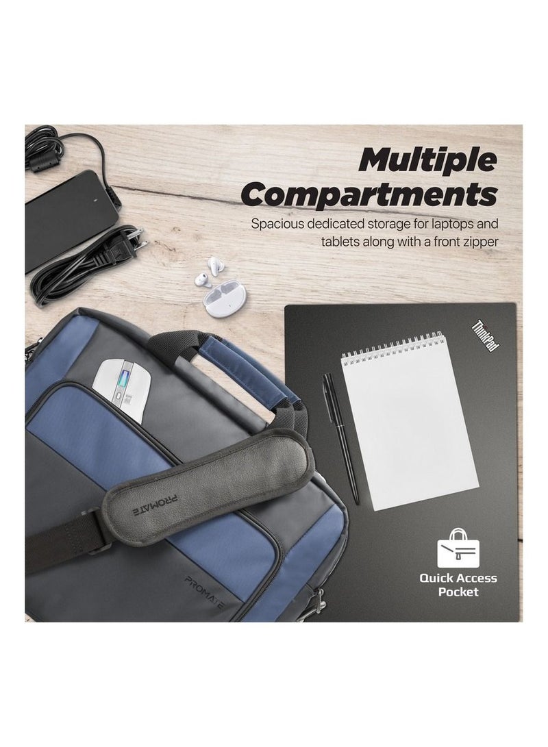 Messenger Bag, Lightweight 15.6-Inch Laptop Bag With Secure Zippers, Water-Resistance, Luggage Belt, Front Pocket And Multiple Compartments