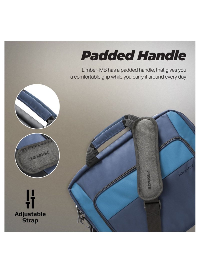 Messenger Bag, Lightweight 15.6-Inch Laptop Bag With Secure Zippers, Water-Resistance, Luggage Belt, Front Pocket And Multiple Compartments