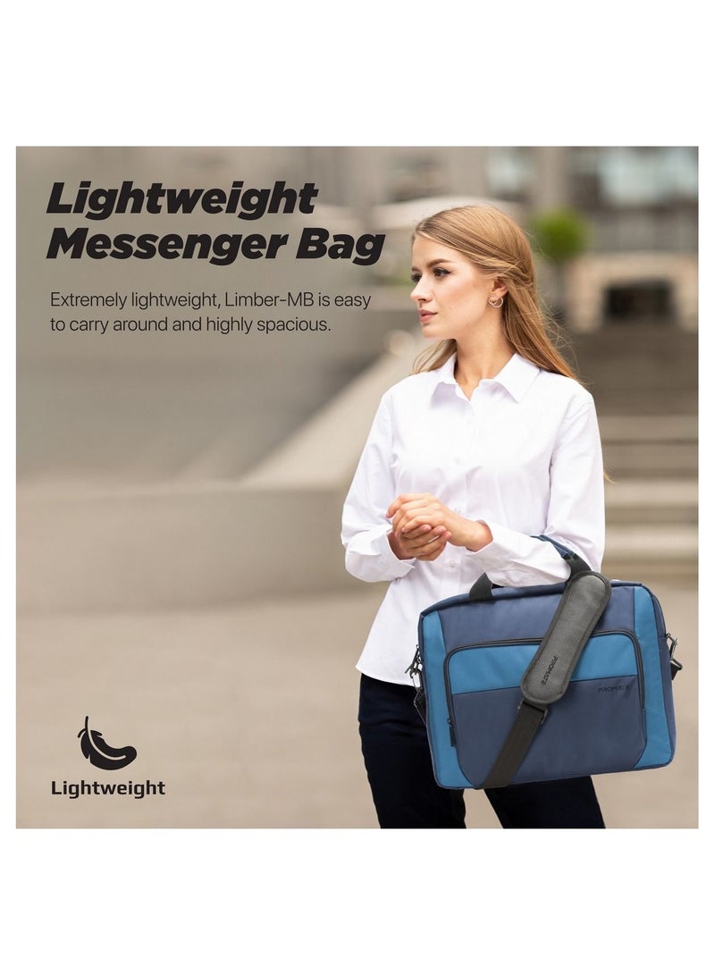 Messenger Bag, Lightweight 15.6-Inch Laptop Bag With Secure Zippers, Water-Resistance, Luggage Belt, Front Pocket And Multiple Compartments
