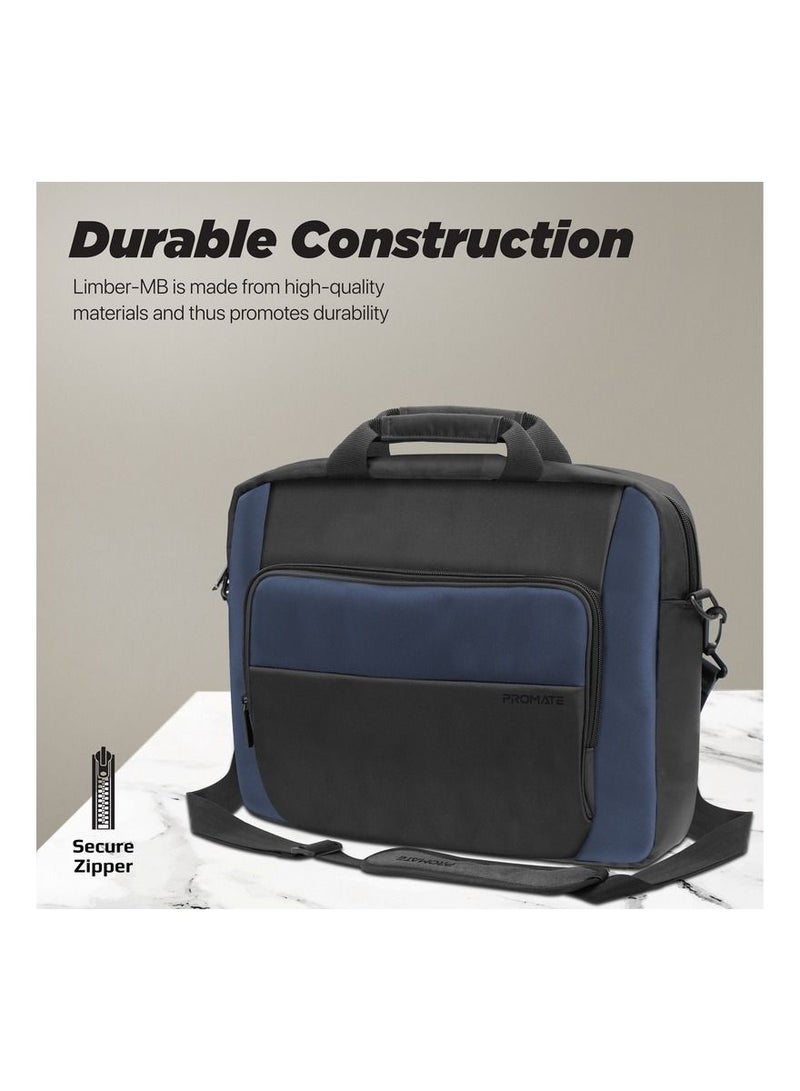 Messenger Bag, Lightweight 15.6-Inch Laptop Bag With Secure Zippers, Water-Resistance, Luggage Belt, Front Pocket And Multiple Compartments