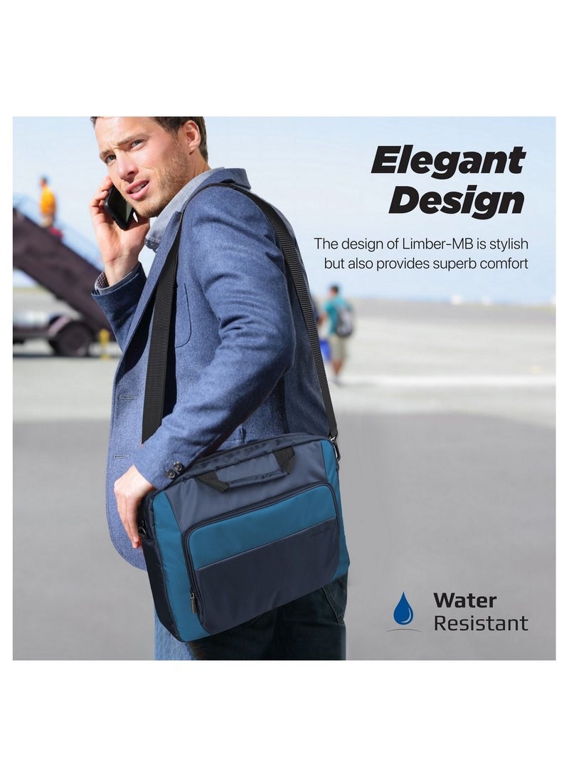 Messenger Bag, Lightweight 15.6-Inch Laptop Bag With Secure Zippers, Water-Resistance, Luggage Belt, Front Pocket And Multiple Compartments