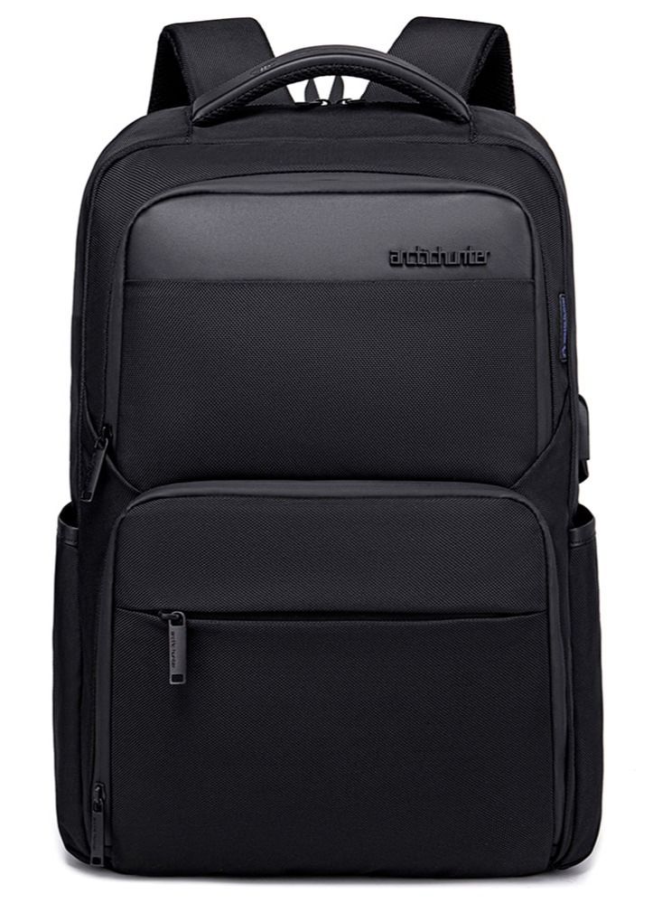 Classic Travel Laptop Bag, Large Backpack with USB Charging and Headset Port Fits 15.6 Inch Notebook for Men, Black