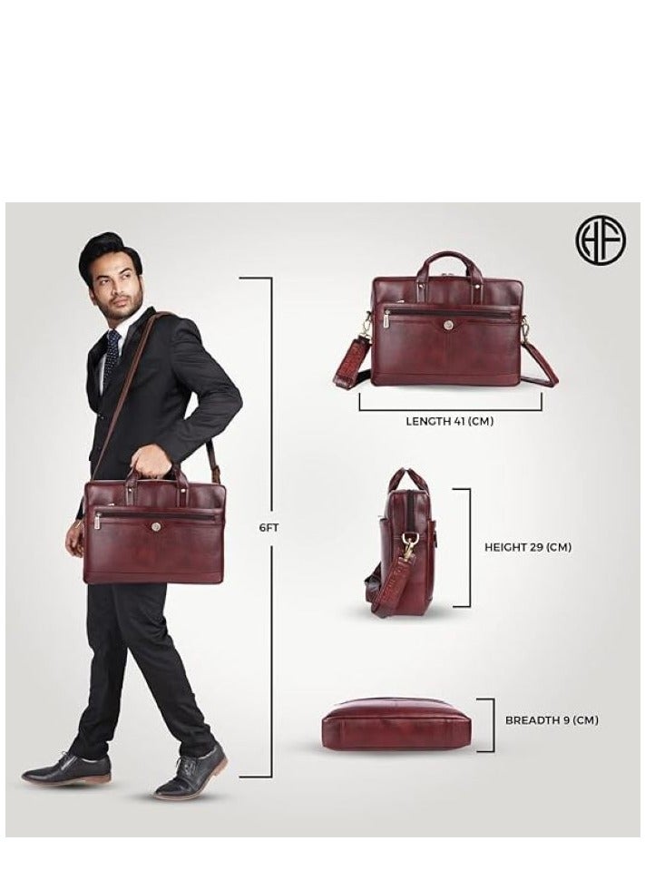 Genuine Leather Executive Office Messenger Bag | 15.6