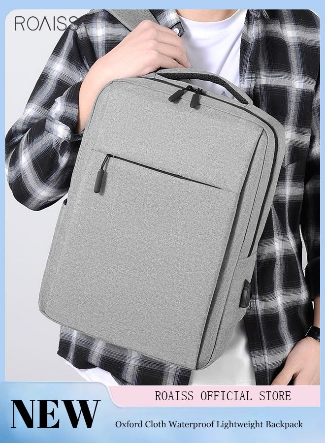 Waterproof Oxford Cloth Computer Backpack Usb Charging Port Large Capacity Multi Pocket Backpack Lightweight Travel Computer Bag