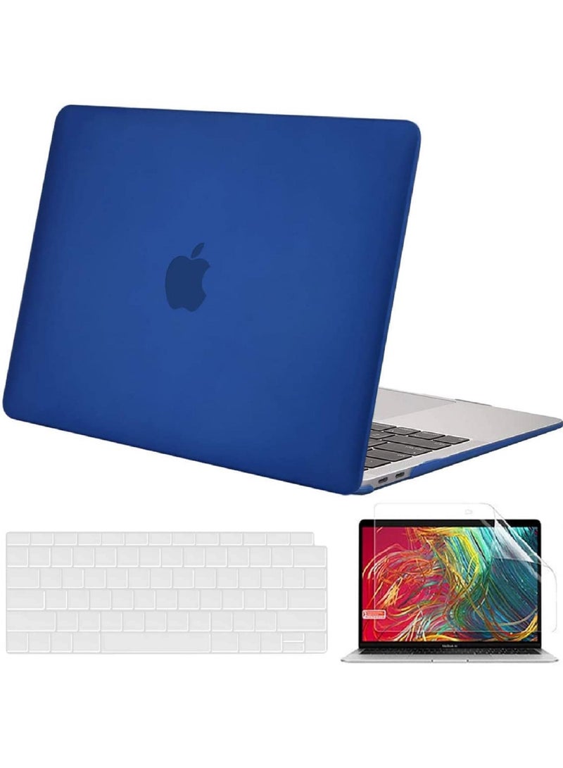 Hard Shell Case US Layout Skin Keypad Cover and Screen Protector Compatible for MacBook Air 13-inch with Retina Display Model A1932 Release 2019 2018 Dark Blue/Clear