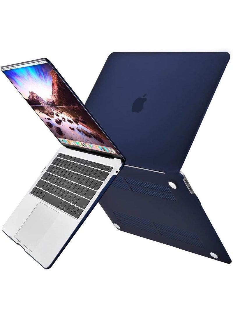 Protective Hard Shell Case Cover For MacBook Air 13 Inch With Retina Display and Touch ID Model A1932/A2179/A2337 M1 Released 2018/2019/2020 Navy Blue