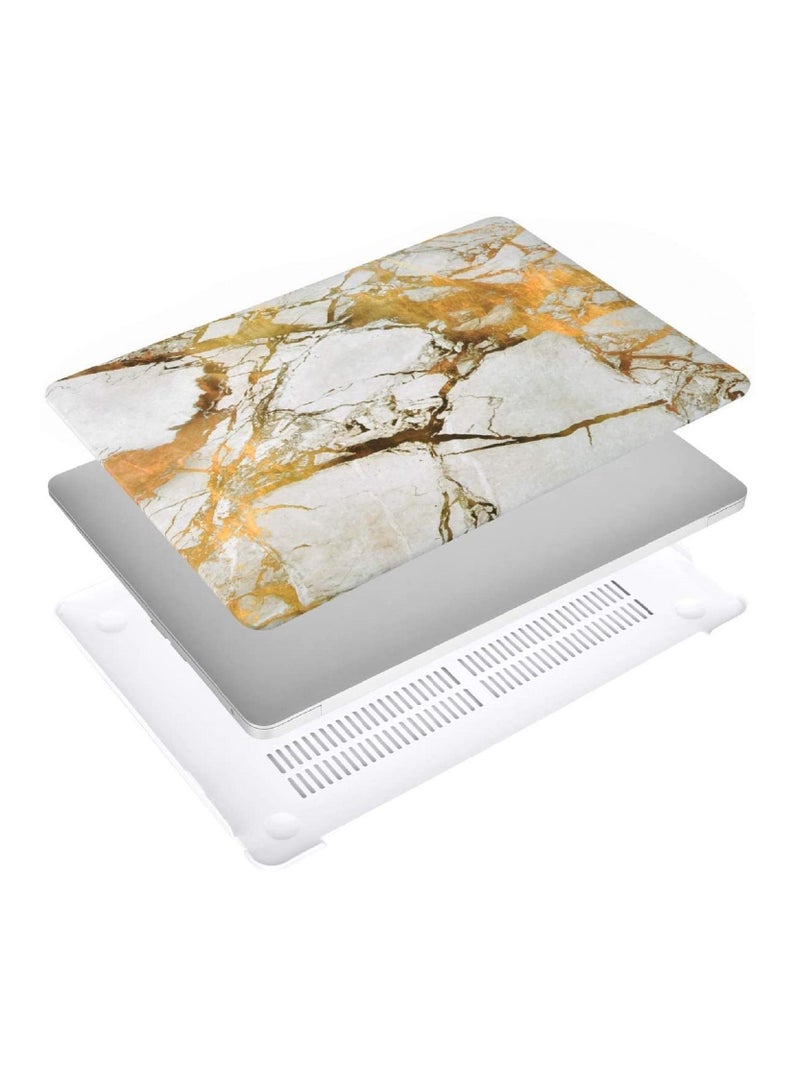 Protective Hard Shell Case Cover For MacBook Air 13 Inch With Retina Display and Touch ID Model A1932/A2179/A2337 M1 Released 2018/2019/2020 Gold Marble