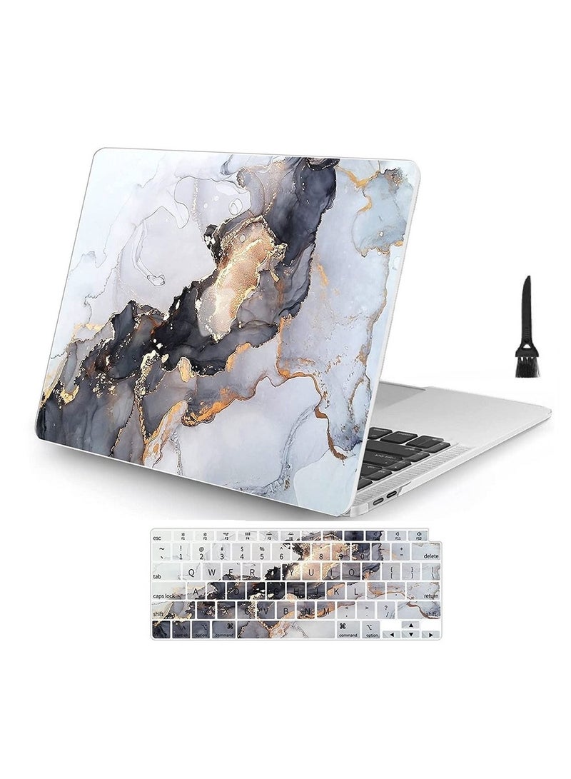 Protective Hard Shell Case Cover For MacBook Air 13 Inch With Retina Display and Touch ID Model A1932/A2179/A2337 M1 Released 2018/2019/2020 Gray Marble