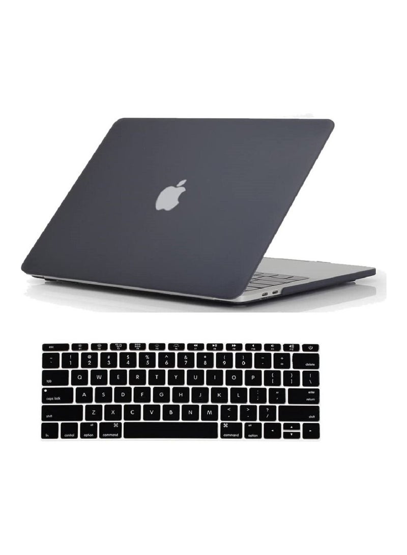 Compatible with Mac Book New Pro 13 inch Case 2018/2017/2016 Model A1988 A1708 (Non Touch Bar) Ultra Slim Plastic Hard Shell Case with US Layout English Keyboard Cover Black