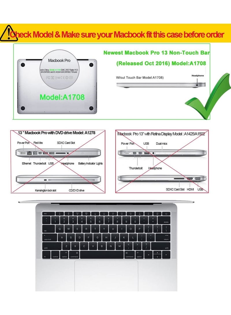 Compatible with Mac Book New Pro 13 inch Case 2018/2017/2016 Model A1988 A1708 (Non Touch Bar) Ultra Slim Plastic Hard Shell Case with US Layout Skin Keyboard Cover White