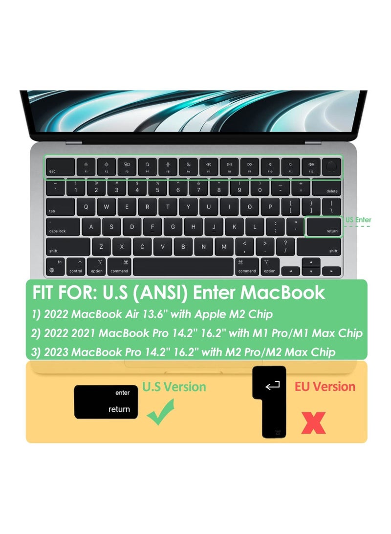 US Version Russian English Silicone Keyboard Cover Skin Compatible with 2022 MacBook Air 13.6