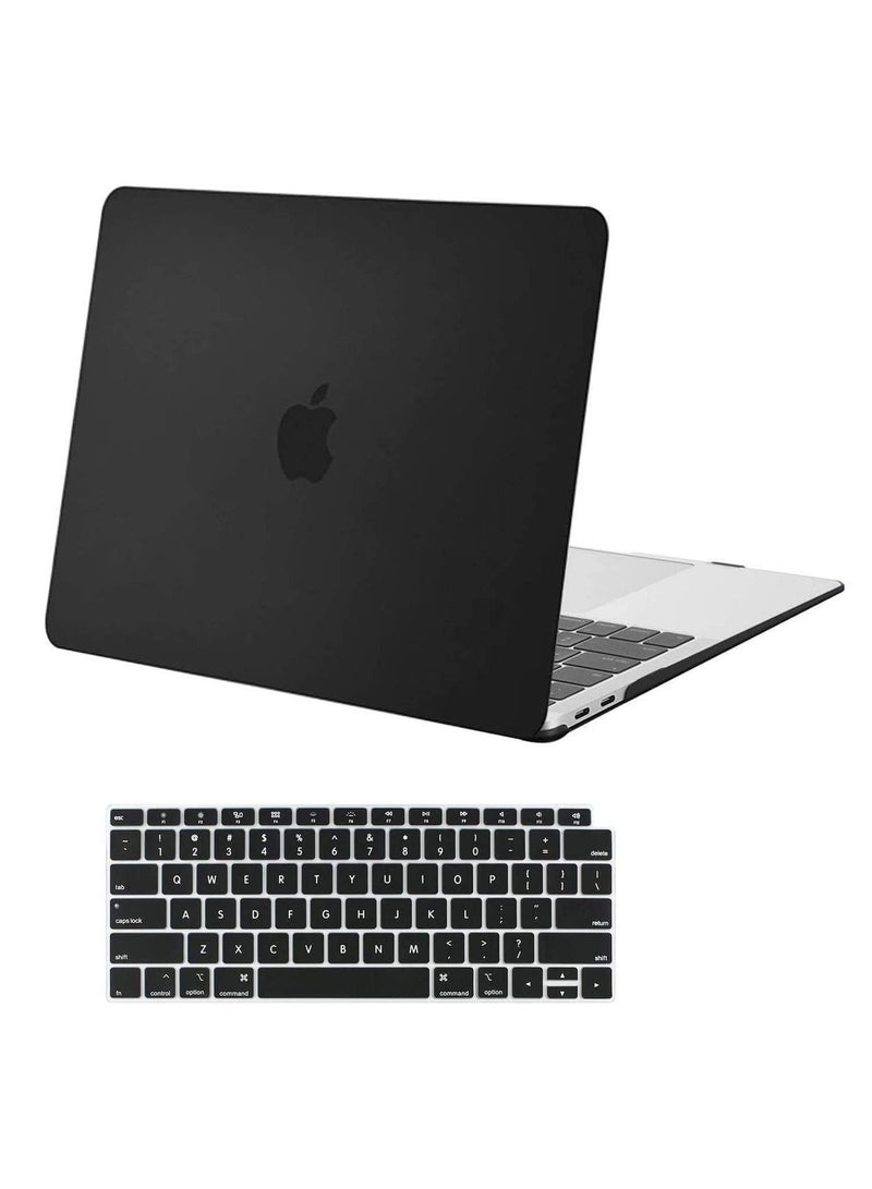 Protective Hard Shell Case for MacBook Air 13 inch A1932 2019/2018 With Retina Display Touch ID & US Layout English Keyboard Cover Black