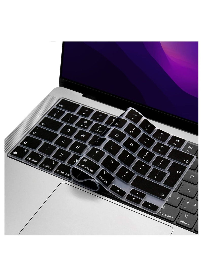 UK Layout English Keypad Cover Compatible for MacBook New Air 13.6 inch 2022 M2 Chip Liquid Retina/MacBook Pro 14 inch 2022 M1 Pro/M1 Max A2442 and MacBook Pro 16 inch 2022 M1 Pro/M1 Max A2485 Black