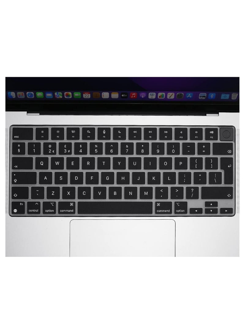 UK Layout English Keypad Cover Compatible for MacBook New Air 13.6 inch 2022 M2 Chip Liquid Retina/MacBook Pro 14 inch 2022 M1 Pro/M1 Max A2442 and MacBook Pro 16 inch 2022 M1 Pro/M1 Max A2485 Black