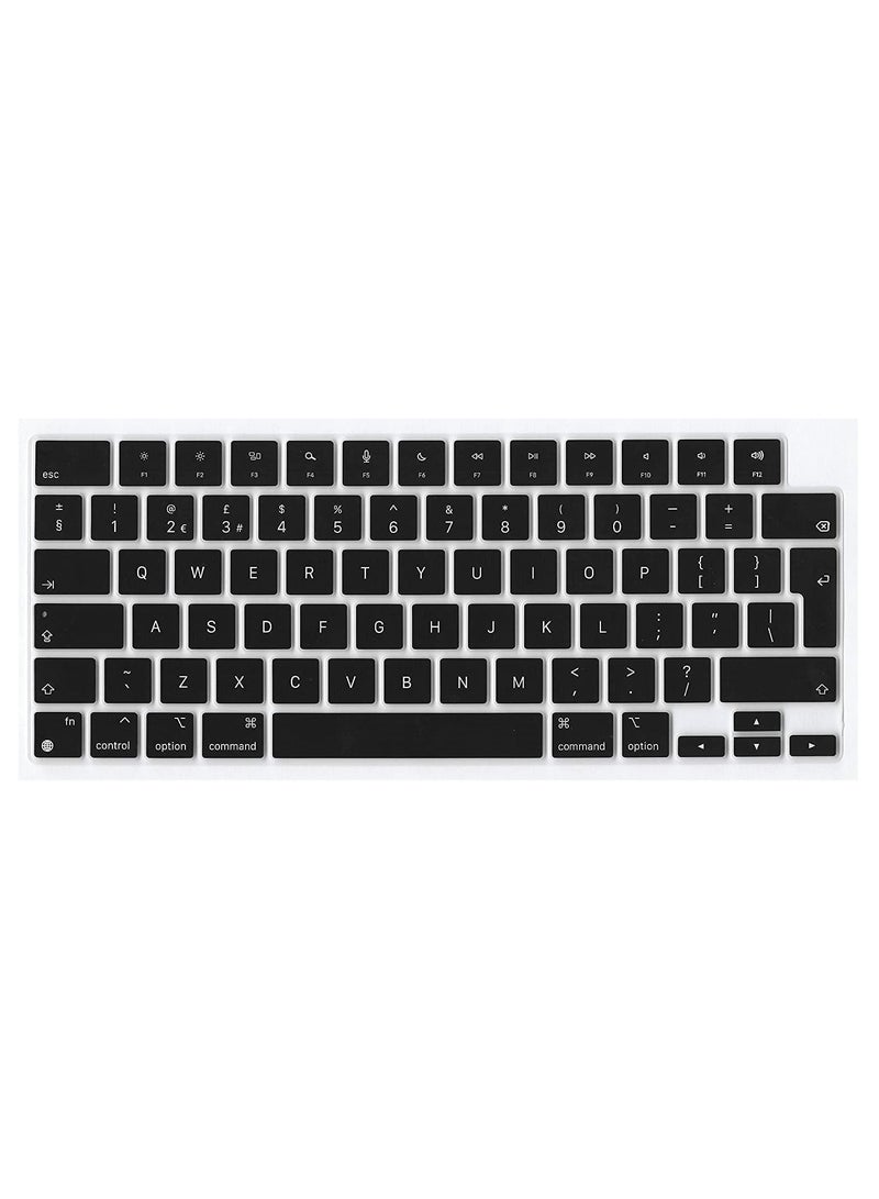 UK Layout English Keypad Cover Compatible for MacBook New Air 13.6 inch 2022 M2 Chip Liquid Retina/MacBook Pro 14 inch 2022 M1 Pro/M1 Max A2442 and MacBook Pro 16 inch 2022 M1 Pro/M1 Max A2485 Black