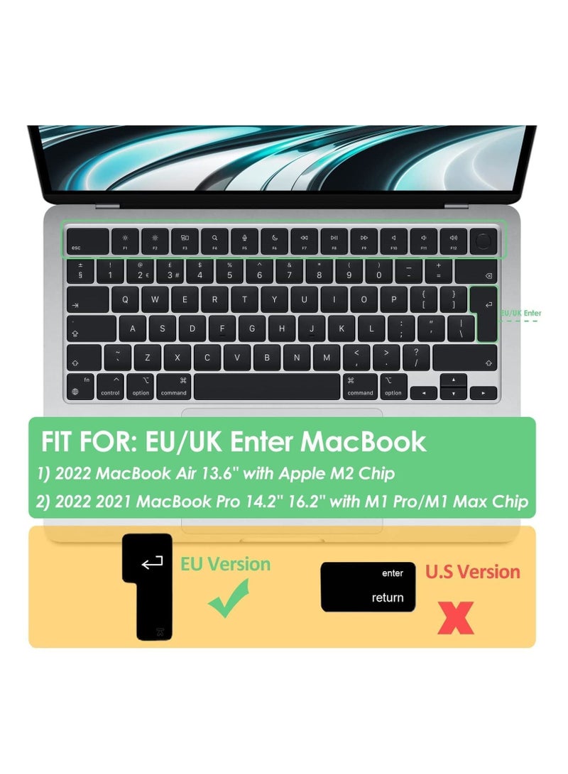 UK Layout English Keypad Cover Compatible for MacBook New Air 13.6 inch 2022 M2 Chip Liquid Retina/MacBook Pro 14 inch 2022 M1 Pro/M1 Max A2442 and MacBook Pro 16 inch 2022 M1 Pro/M1 Max A2485 Black