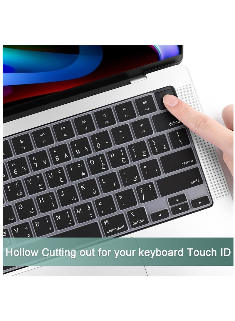 US Version Arabic keyboard Silicone Keyboard Cover for MacBook Pro 14in 16in with M1 Pro Chip  2021Protect Your Keyboard with A2485/A2442 Cover Black