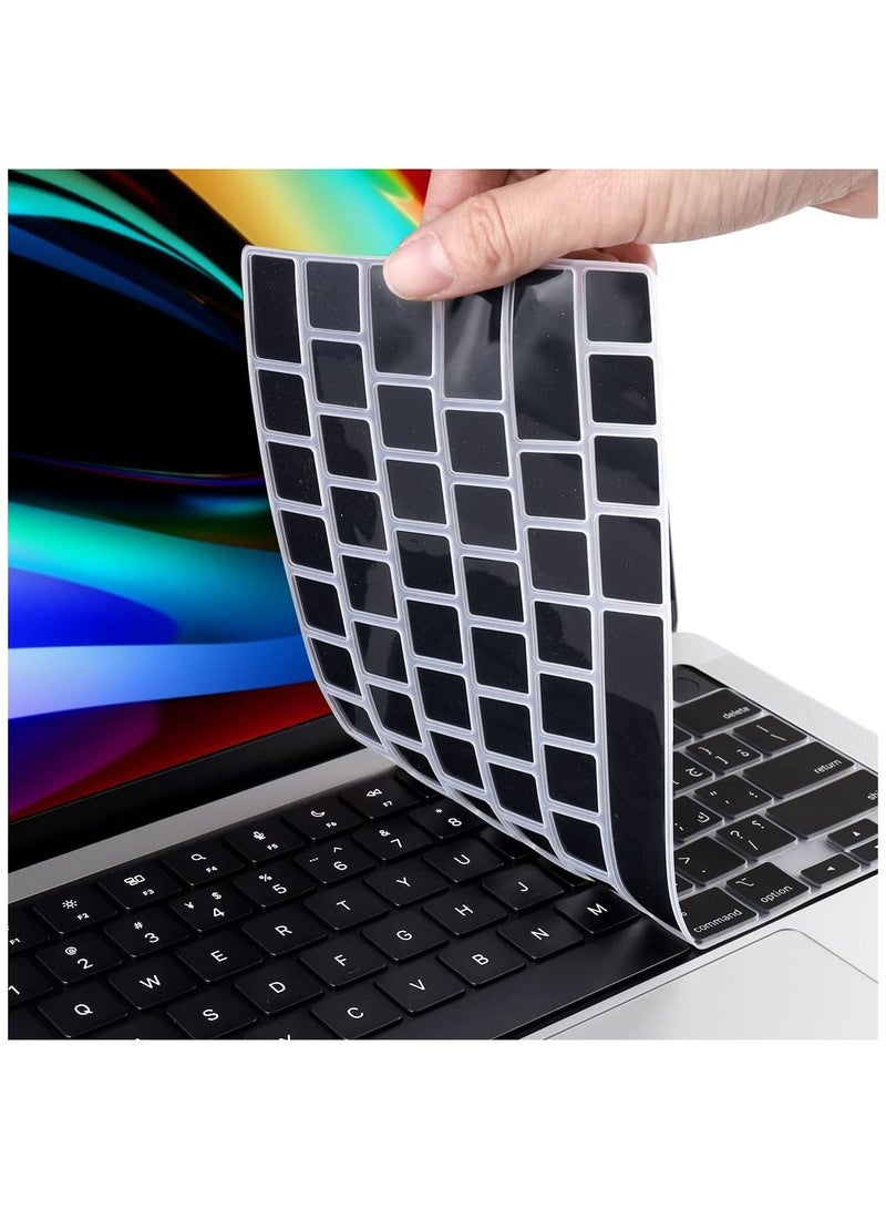 US Version Arabic keyboard Silicone Keyboard Cover for MacBook Pro 14in 16in with M1 Pro Chip  2021Protect Your Keyboard with A2485/A2442 Cover Black