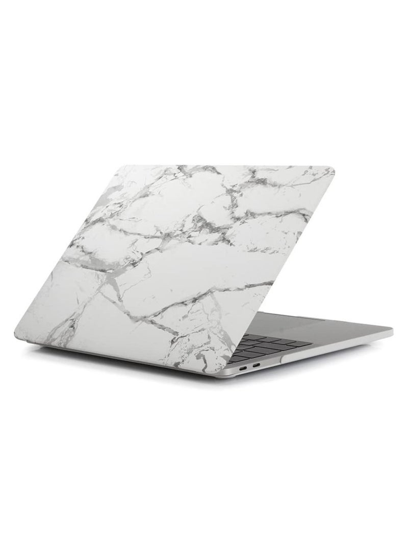 Compatible with Mac Book New Pro 13 inch Case 2018/2017/2016 Model A1988 A1708 Non Touch Bar Ultra Slim Plastic Hard Shell Case with US Layout English Keyboard Cover White Marble