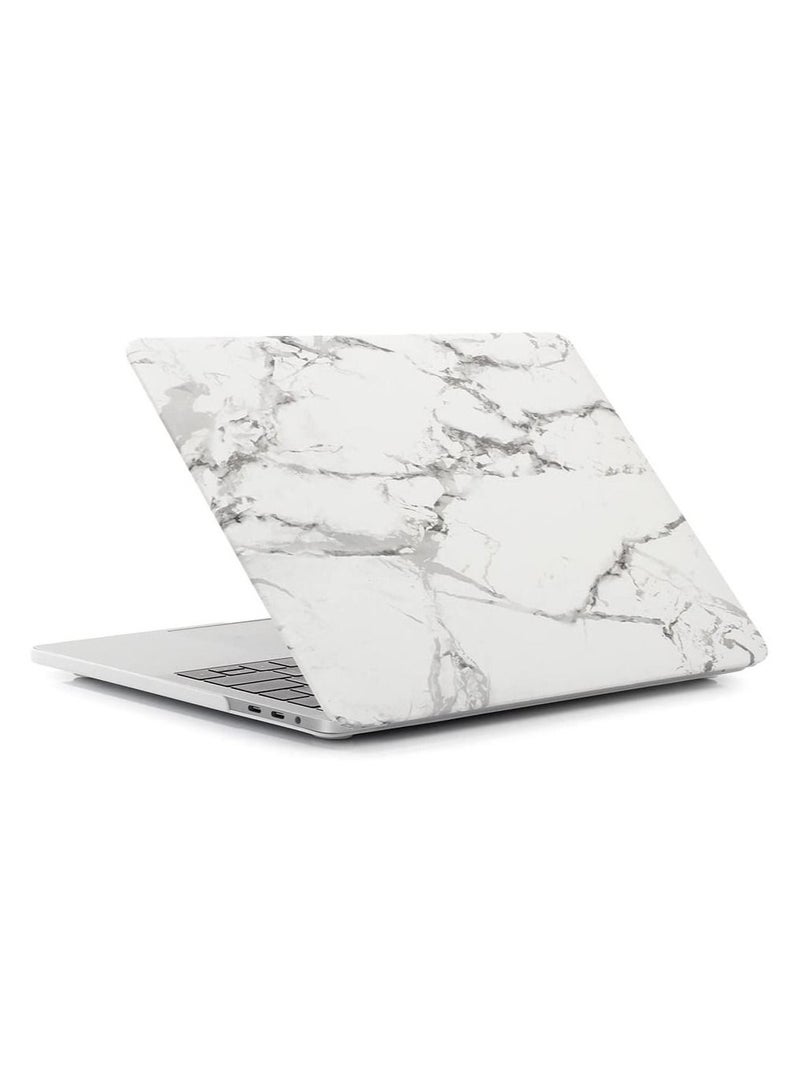 Compatible with Mac Book New Pro 13 inch Case 2018/2017/2016 Model A1988 A1708 Non Touch Bar Ultra Slim Plastic Hard Shell Case with US Layout English Keyboard Cover White Marble