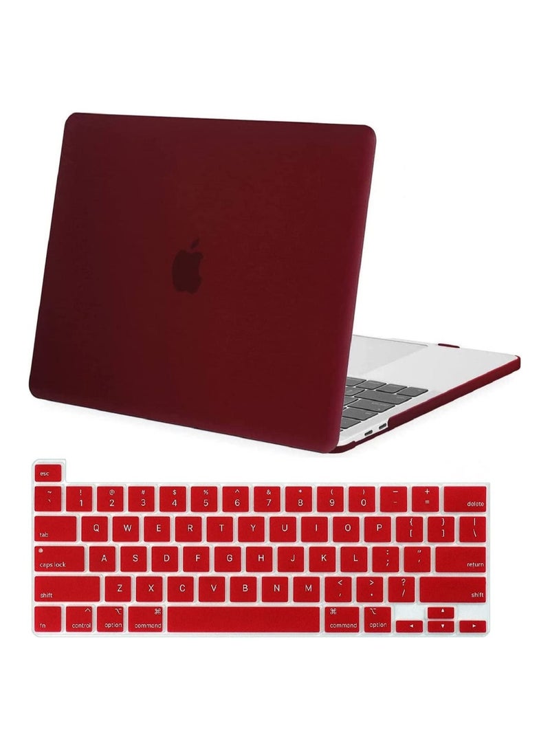 Plastic Hard Shell Case US Layout Keyboard Cover Compatible with MacBook Pro 16-Inch Model A2141 with Touch Bar and Touch ID Release 2019 Wine Red