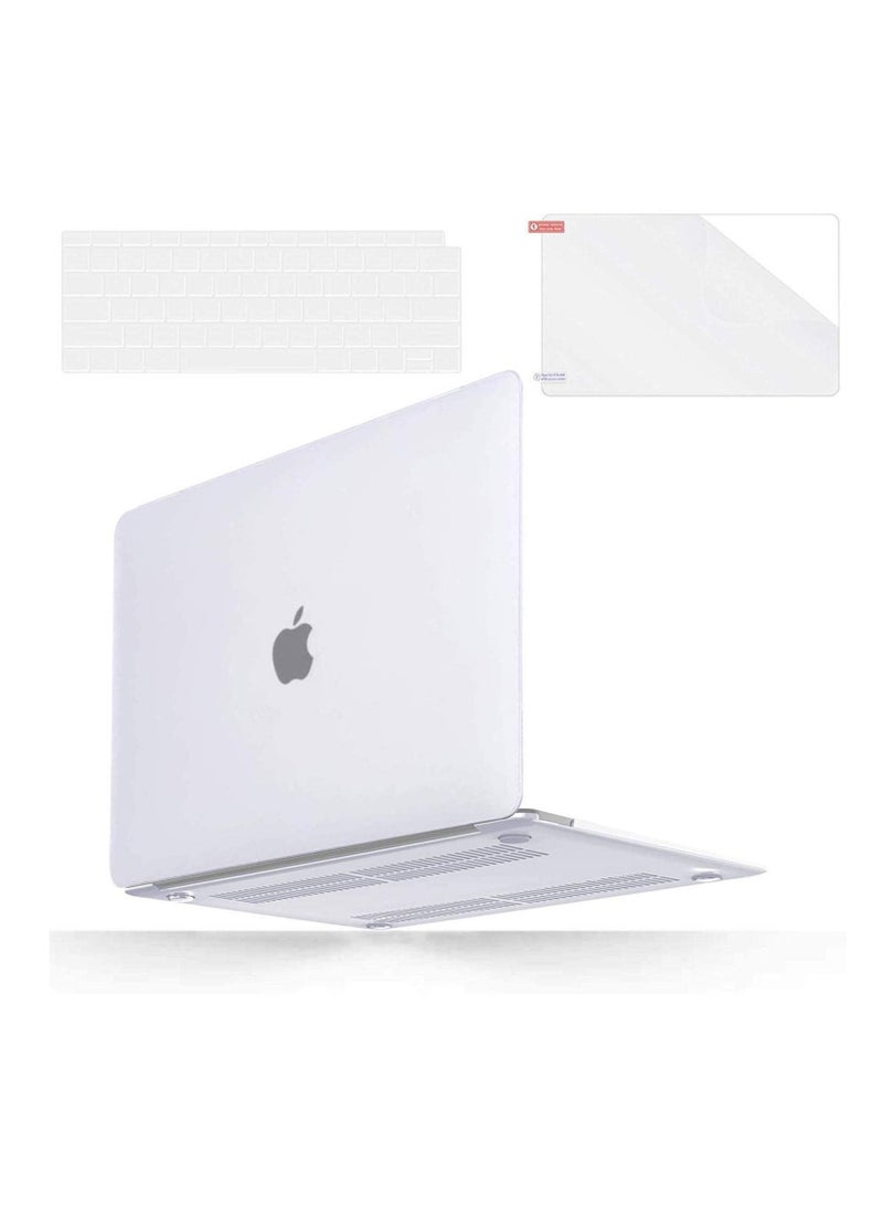 MacBook Air 13 inch Case 2019 2018 Release A1932 with Retina Display Plastic Hard Shell & Keyboard Cover & Screen Protector Only Compatible New MacBook Air 13 White