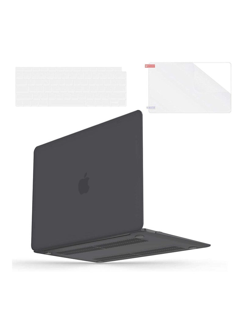 Complete Protection Set for New MacBook Air 13 Black - Hard Shell Case with Keyboard Cover and Screen Protector for 2019/2018 MacBook Air 13 inch A1932 with Retina Display