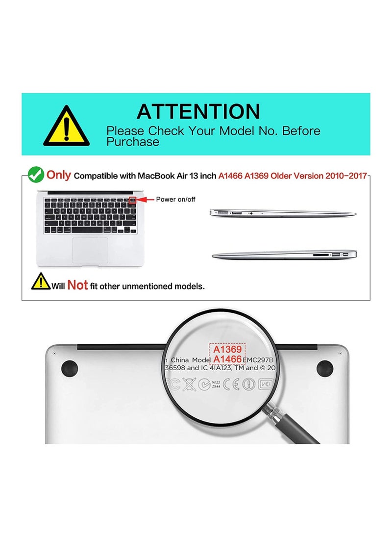 Plastic Hard Shell Case Cover Compatible with Older Version MacBook Air 13.3-Inch Model:- A1369/A1466 Released 2010 to 2017