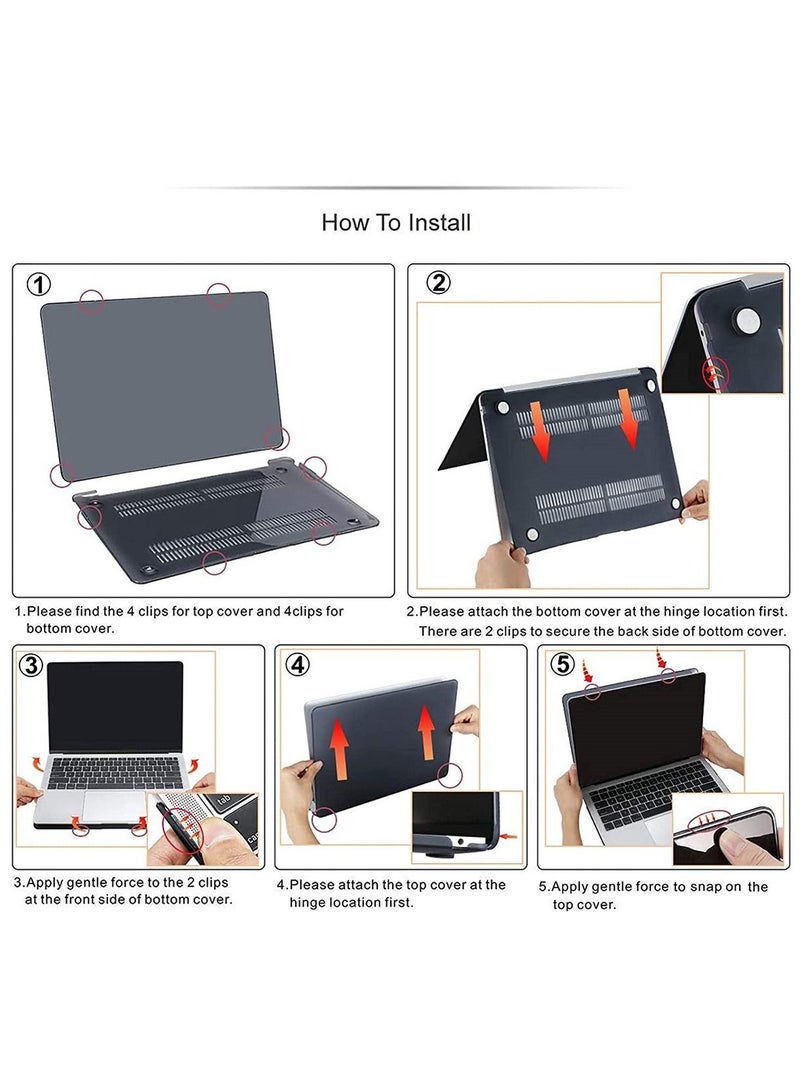 Hard Shell Case with UK Layout Arabic English Keypad Cover and Screen Protector Compatible for MacBook New Air 13