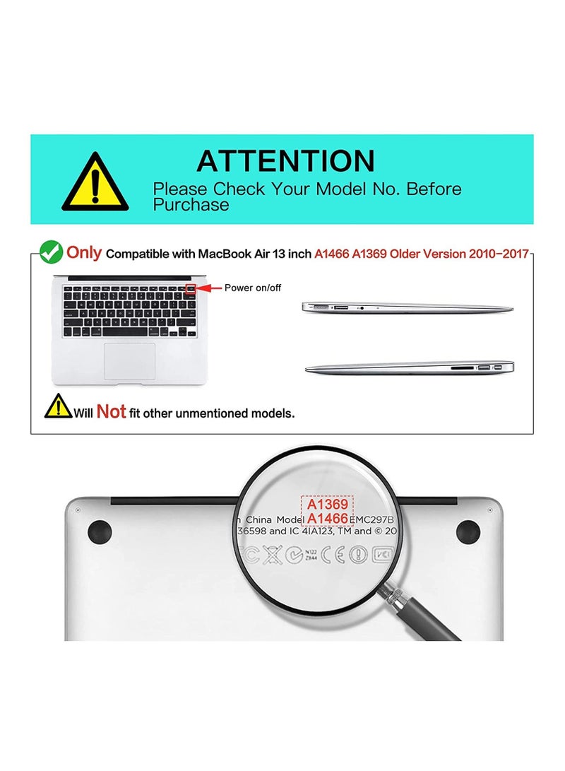 Plastic Hard Shell Case Cover Compatible with Older Version MacBook Air 13.3-Inch Model:- A1369/A1466 Released 2010 to 2017