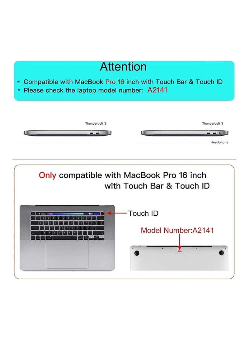 Hard Shell Protective Case Cover Compatible with MacBook Pro 16-Inch Model: A2141 (MVVJ2xx/A, MVVK2xx/A, MVVL2xx/A, MVVM2xx/A) Retina Display with Touch Bar Touch ID, Crystal Clear