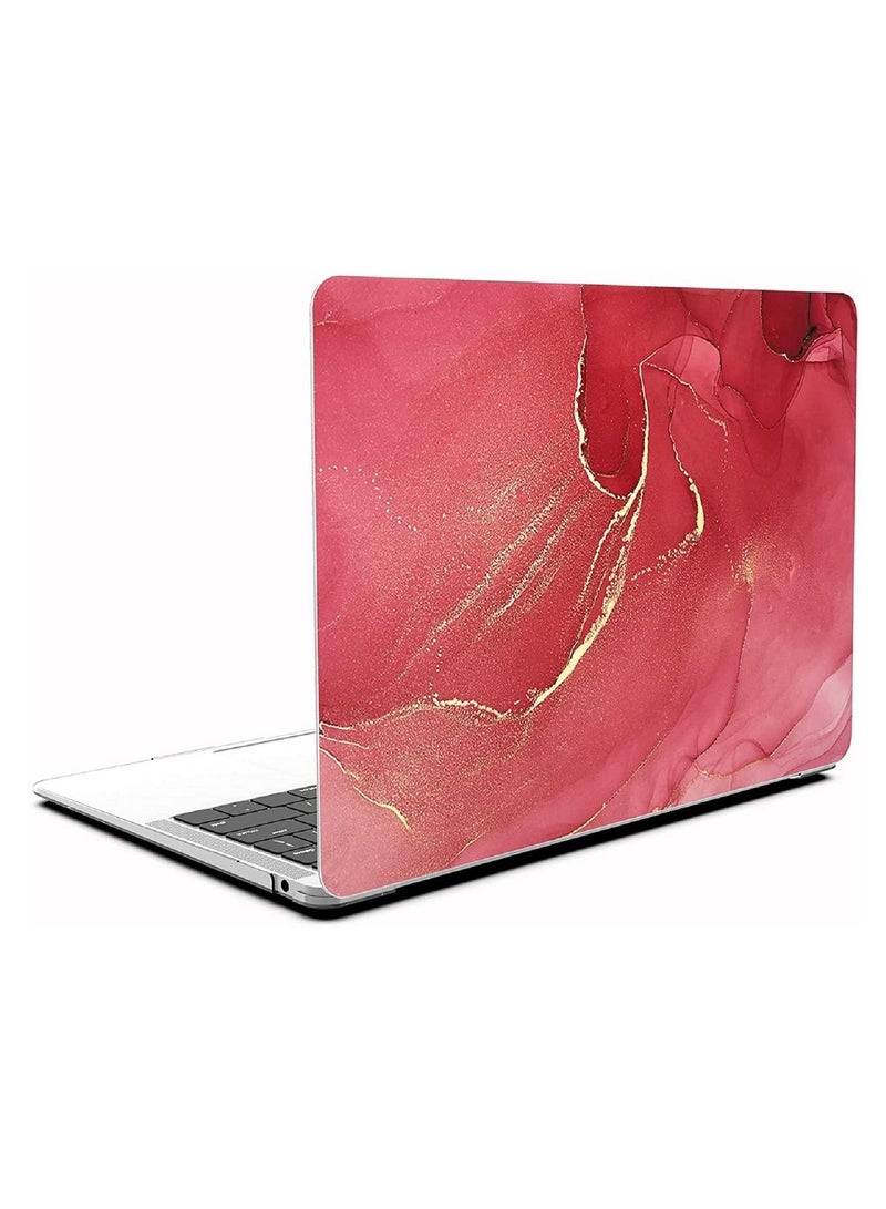 Protective Hard Shell Case Cover For MacBook Air 13 Inch With Retina Display and Touch ID Model A1932/A2179/A2337 M1 Released 2018/2019/2020 Red Marble