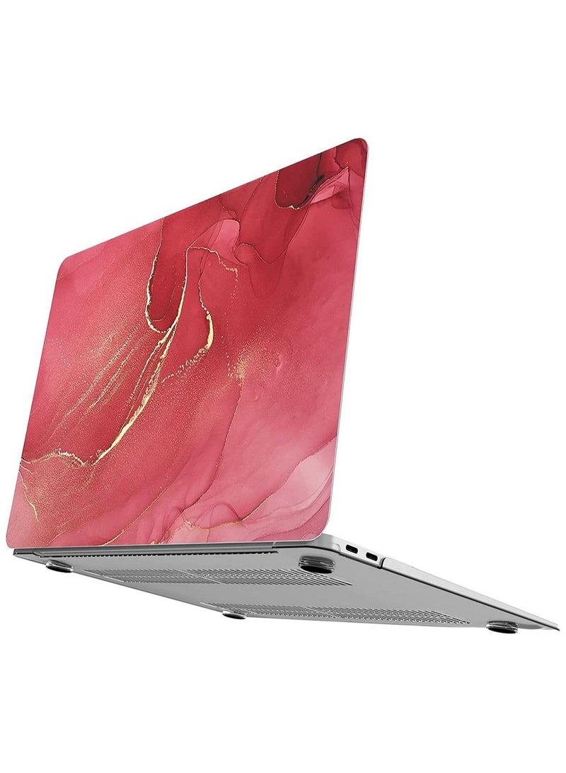 Protective Hard Shell Case Cover For MacBook Air 13 Inch With Retina Display and Touch ID Model A1932/A2179/A2337 M1 Released 2018/2019/2020 Red Marble