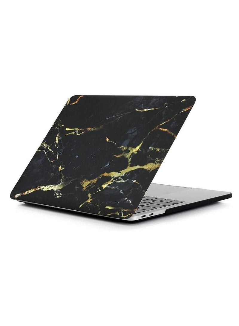 Hard Shell Protective Case Cover Compatible with MacBook Pro 16-Inch Model: A2141 (MVVJ2xx/A, MVVK2xx/A, MVVL2xx/A, MVVM2xx/A) Retina Display with Touch Bar Touch ID, Black Gold Marble