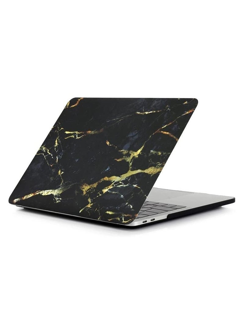 Hard Shell Protective Case Cover Compatible with MacBook Pro 16-Inch Model: A2141 (MVVJ2xx/A, MVVK2xx/A, MVVL2xx/A, MVVM2xx/A) Retina Display with Touch Bar Touch ID, Black Gold Marble