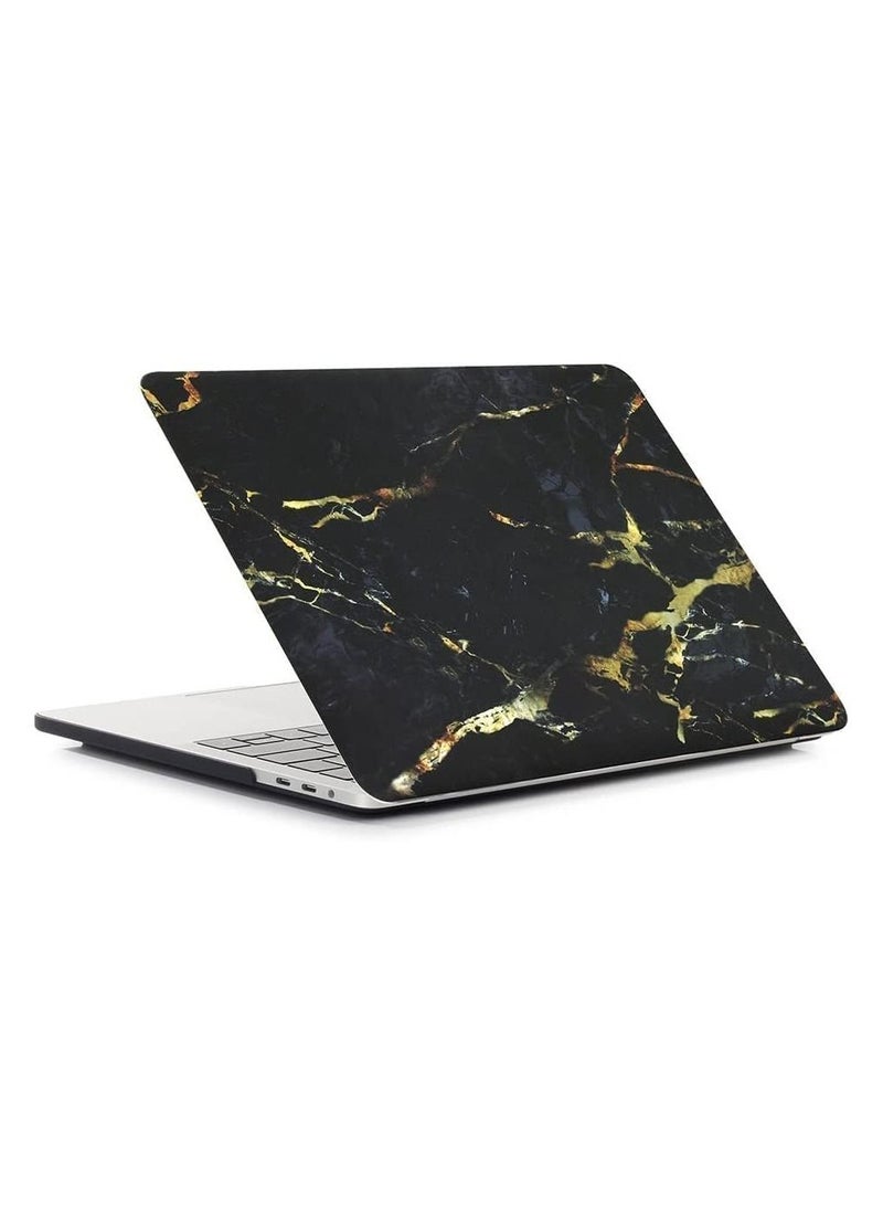 Hard Shell Protective Case Cover Compatible with MacBook Pro 16-Inch Model: A2141 (MVVJ2xx/A, MVVK2xx/A, MVVL2xx/A, MVVM2xx/A) Retina Display with Touch Bar Touch ID, Black Gold Marble