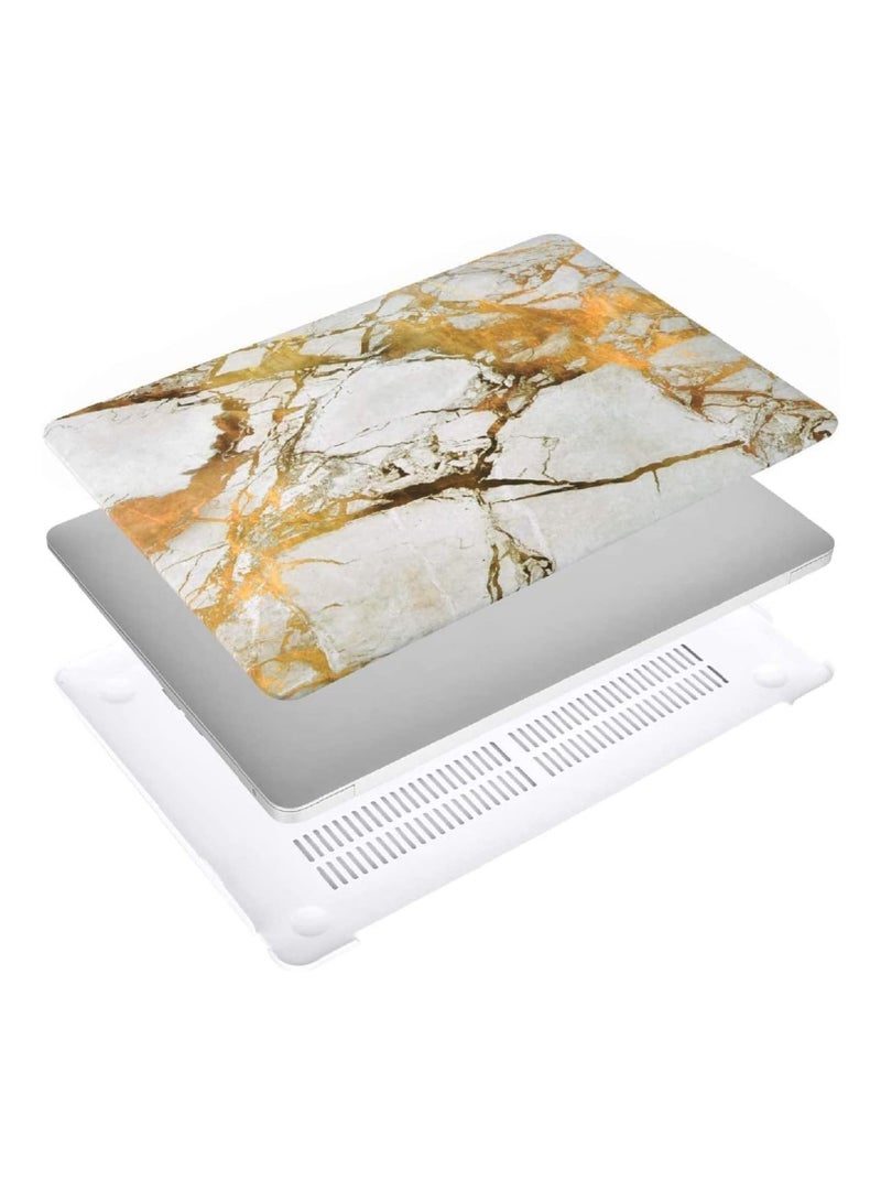 Hard Shell Protective Case Cover Compatible with MacBook Pro 16-Inch Model: A2141 (MVVJ2xx/A, MVVK2xx/A, MVVL2xx/A, MVVM2xx/A) Retina Display with Touch Bar Touch ID, Gold Marble