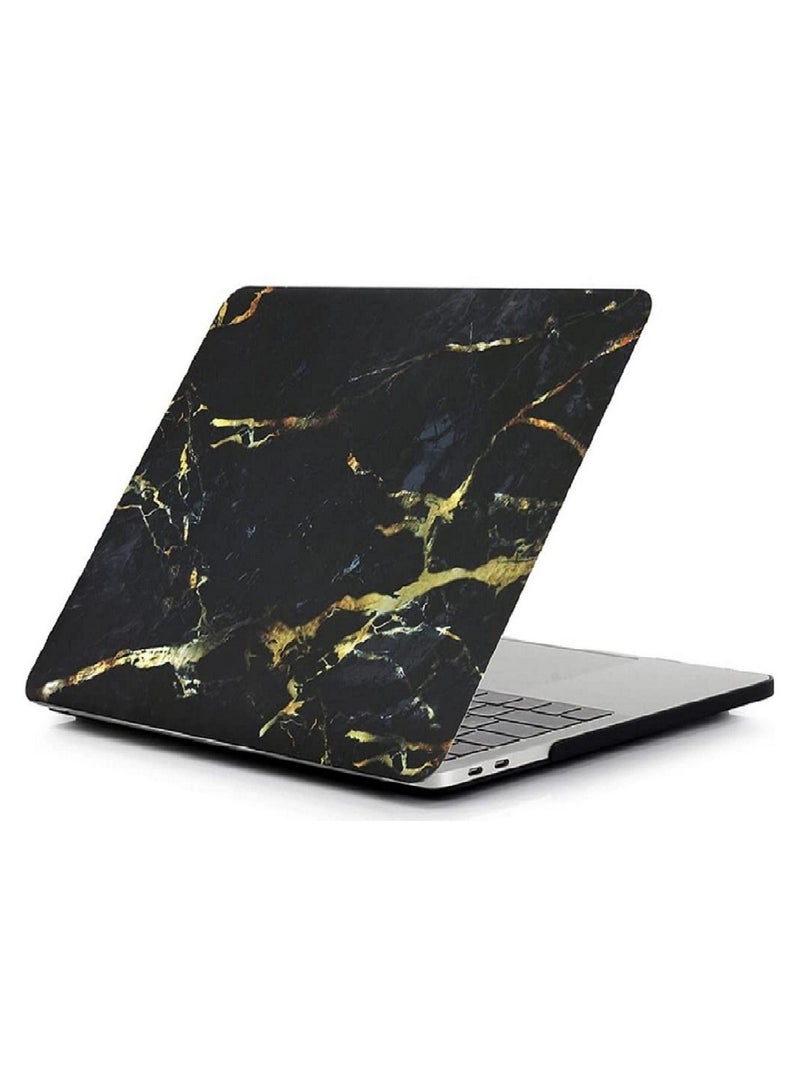 Protective Hard Shell Case Cover For MacBook Air 13 Inch With Retina Display and Touch ID Model A1932/A2179/A2337 M1 Released 2018/2019/2020 Black Gold Marble