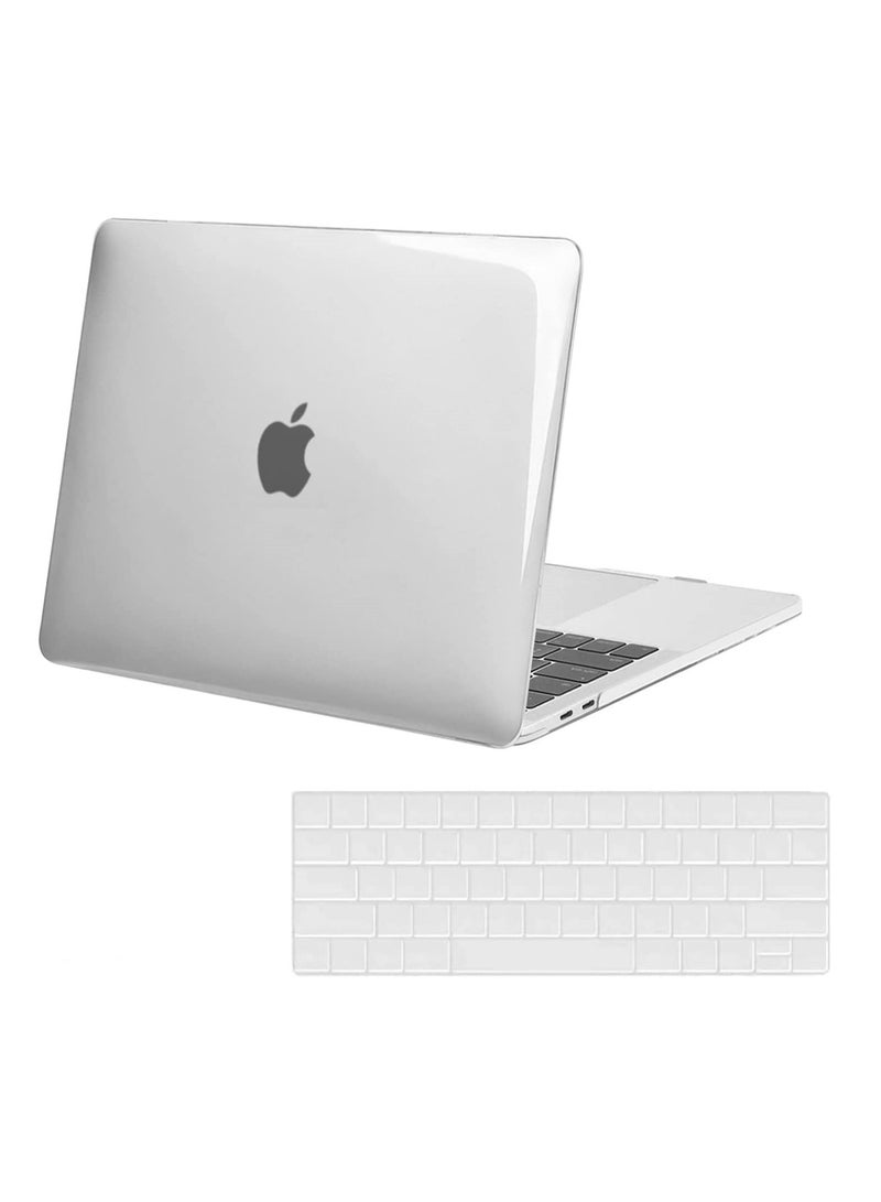 Hard Shell Case and US Layout Skin Keypad Cover Compatible for MacBook Pro 15 inch A1990/A1707 with Touch Bar 2019/2018/2017/2016 Release, Clear