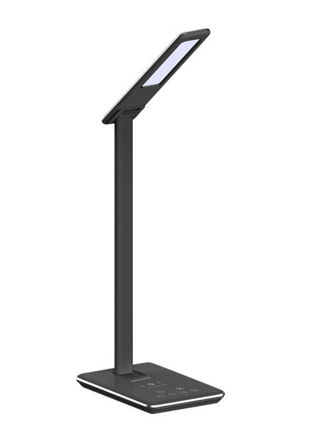 Desk Lamp with Wireless Charger, Foldable 10W Qi Wireless Charging LED Desk Lamp with 500 Lumen Bright LED Light, Touch Control, Light Timer and USB Charging Port For Home, Office, Smartphone, AuraLight-1 Black