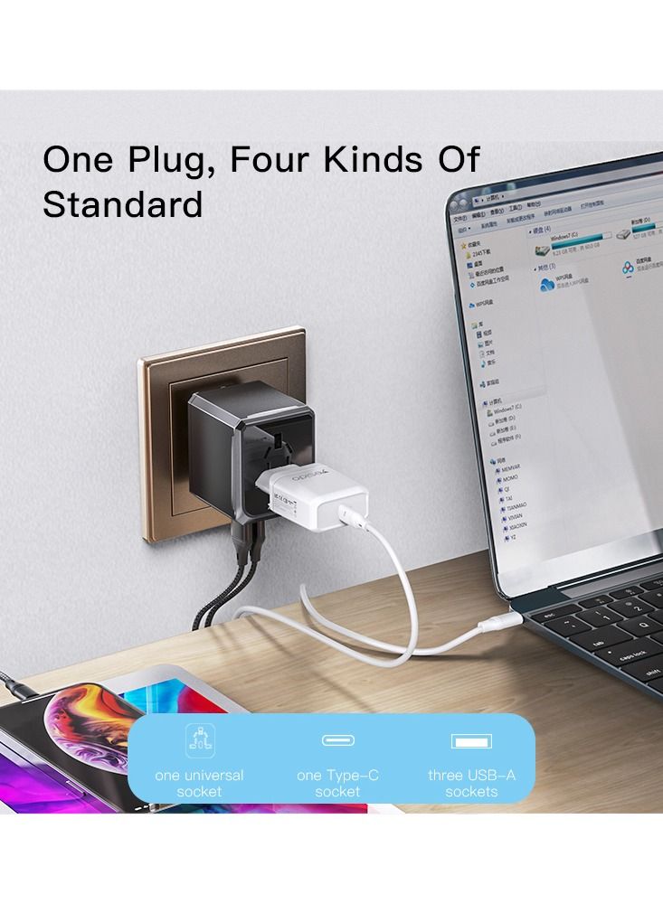 5 in 1 Multifunctional Worldwide Charger Plug Convert Adapter With USB and Type-C