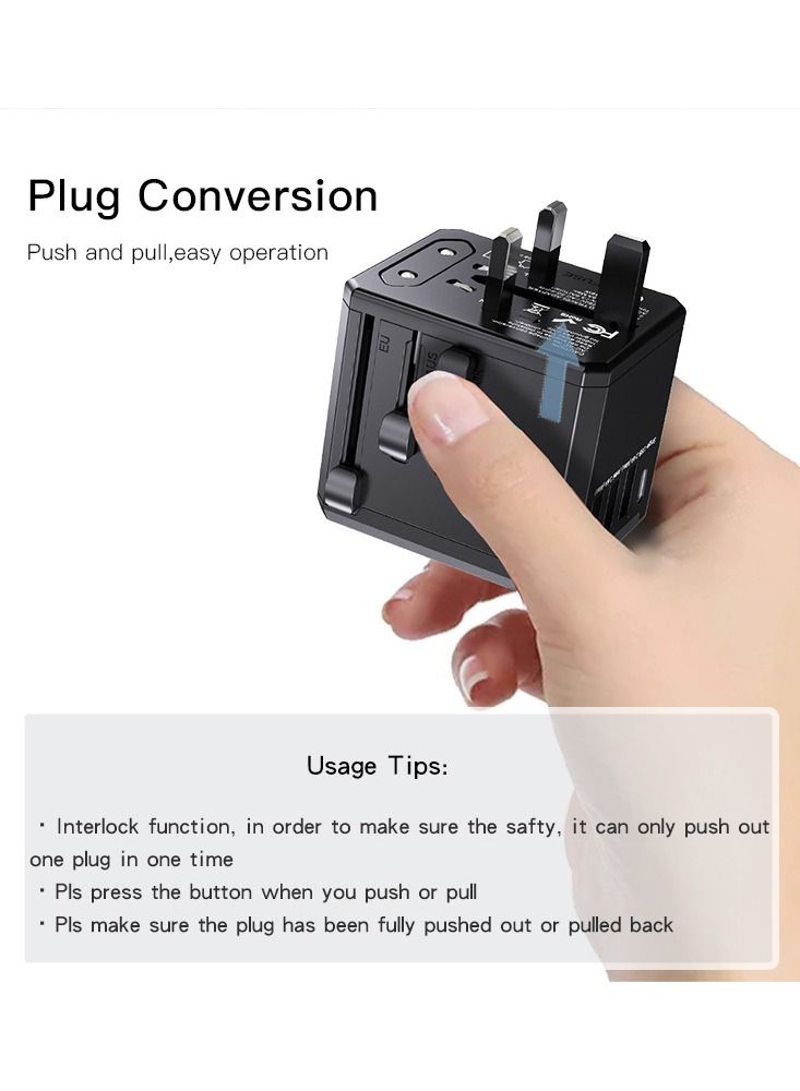 5 in 1 Multifunctional Worldwide Charger Plug Convert Adapter With USB and Type-C