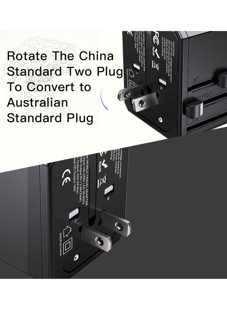 5 in 1 Multifunctional Worldwide Charger Plug Convert Adapter With USB and Type-C