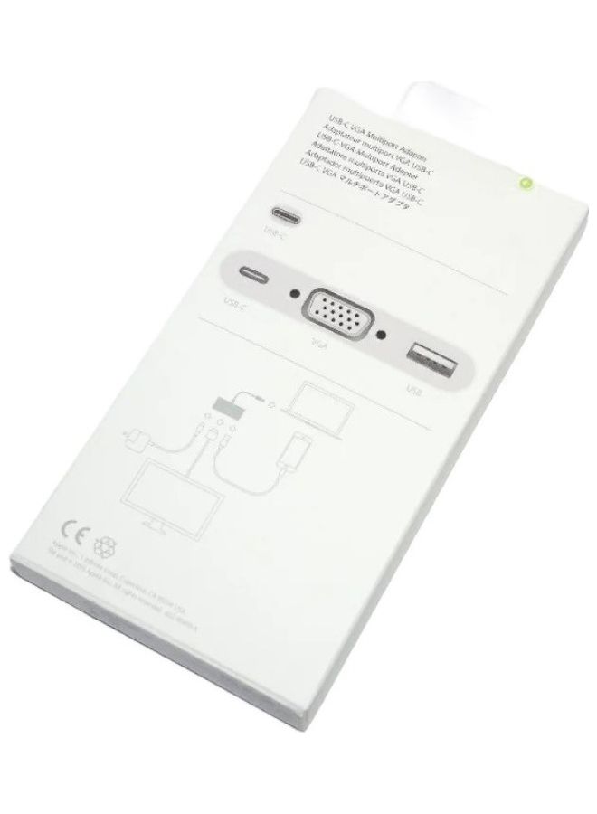 USB-C Thunderbolt To VGA Multiport Adapter For iPad, MacBook, iMac White