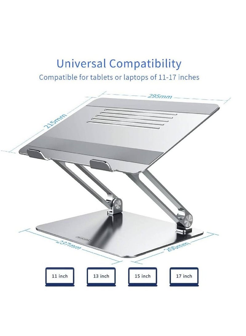 Nillkin Laptop Riser Stand with Antiskid Silicone and Protective Hooks, Adjustable Aluminum Desktop Holder for MacBook, Surface and Other 11-17 Inch Notebook