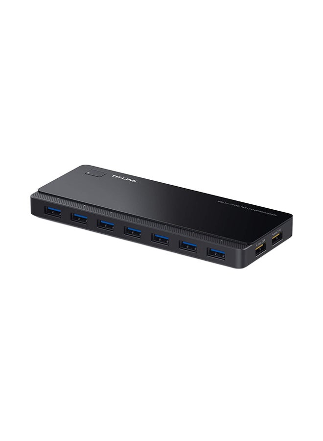 7-Port 3.0 USB Hub With 2 Charging Ports Black