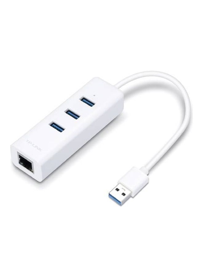 UE330 USB 3.0 3-Port Hub & Gigabit Ethernet Adapter 2 in 1 USB Adapter White